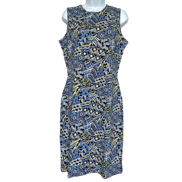 J McLaughlin Catalina Cloth Dress Size M Blue Devon Old Money Preppy Coastal - Picture 1 of 10